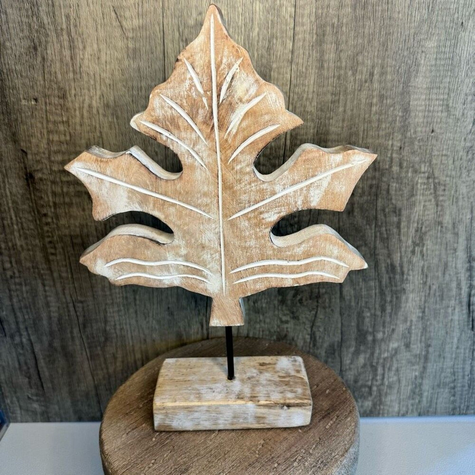 Rustic Maple Leaf Decor Mango Wood NEW FAST SHIP gallery