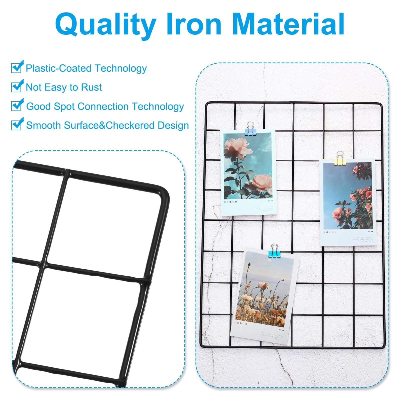 Wall Grid Panel 2 Pcs 10x10 Inch Black Metal Wire Photo Display Hanging Decor gallery