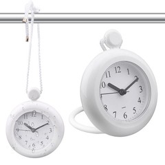 Waterproof Bathroom Shower Clock Silent Dual-Purpose Analog Quartz Clock Whit.