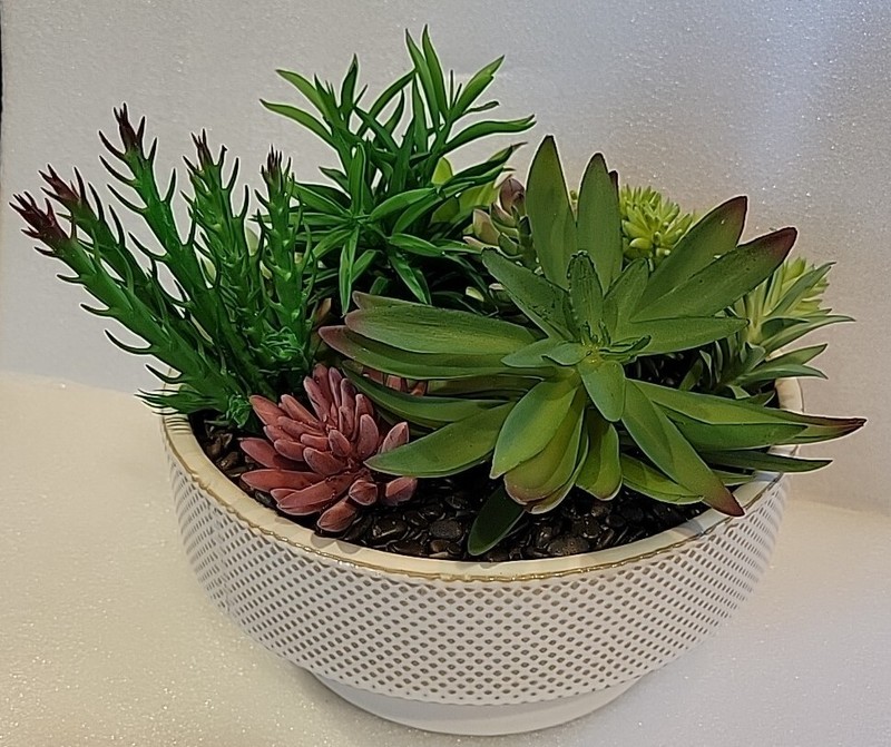 Large Assorted Artificial Multicolor Succulents in Ceramic Planter Unbranded gallery