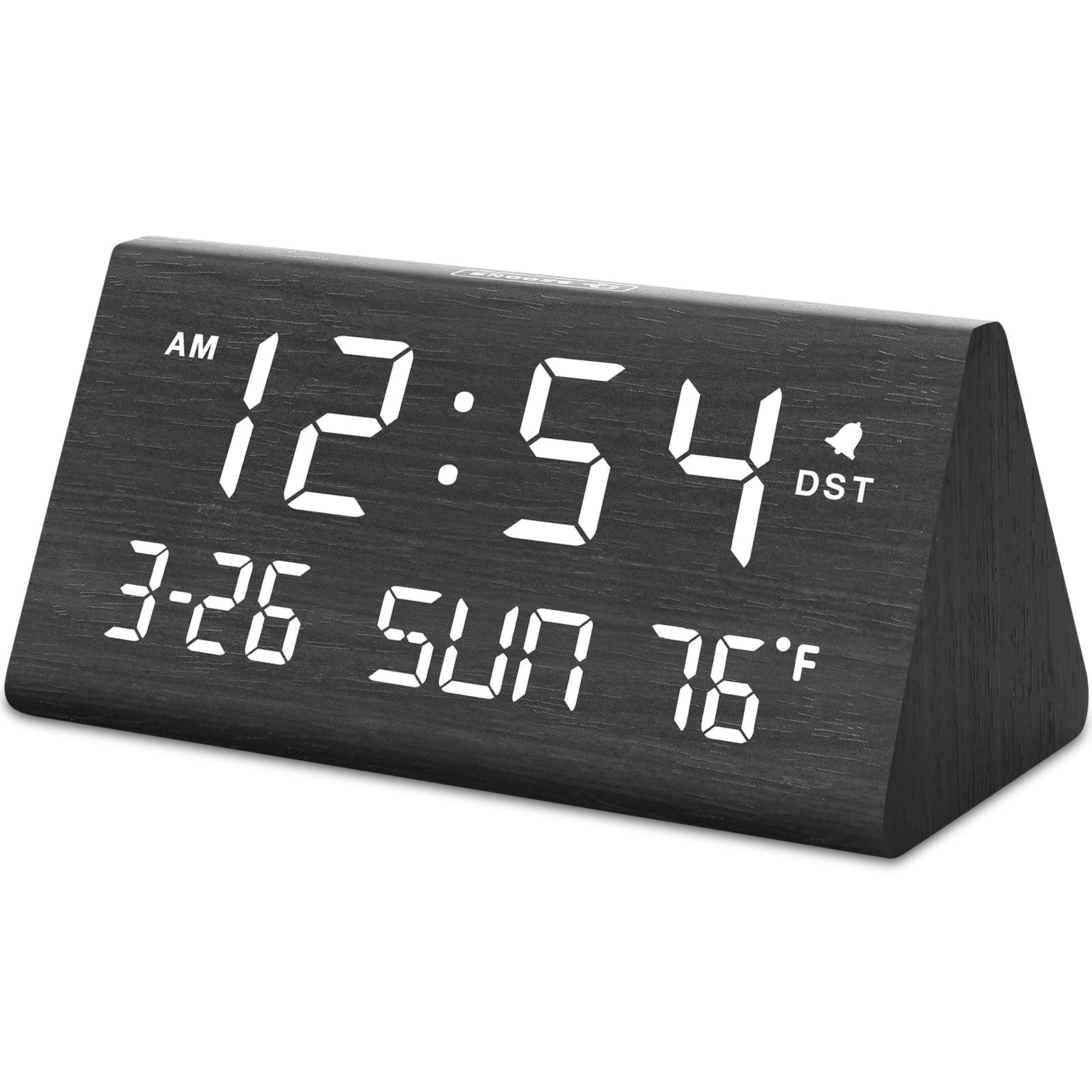 Desk Clock With Digital Display, Temperature, Alarm, USB Port, Black gallery