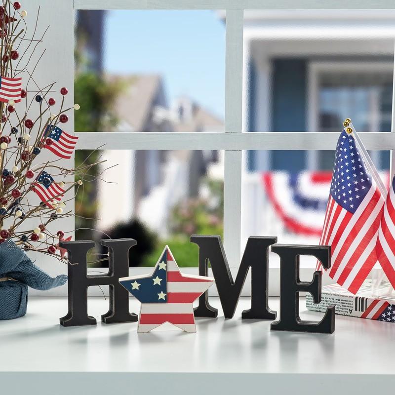 Glitzhome Interchangeable Home Table Signs with 13 Pcs Seasonal Icons, Wooden In gallery