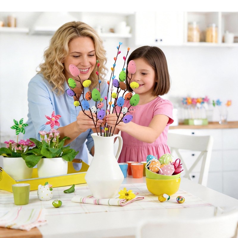 Artificial Easter Picks Easter Spray Vine with Pastel Easter Eggs Berries Flo... gallery