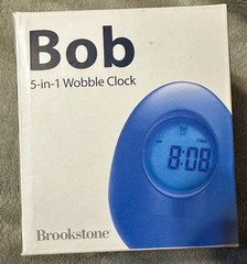 Brookstone “Bob” 5-in-1 Wobble Clock – Blue – New