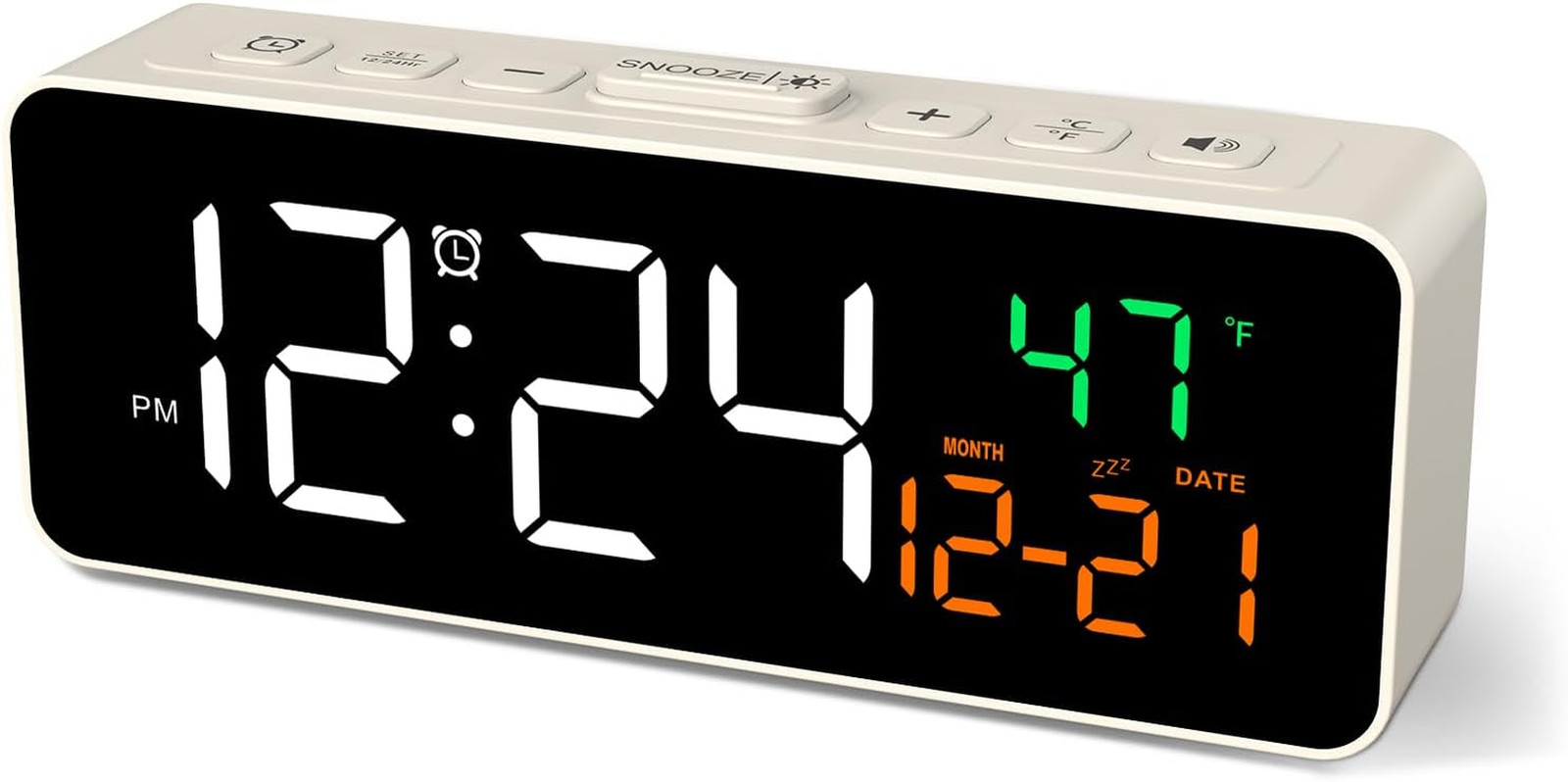 Digital Alarm Clock Temperature Display Adjustable Brightness Snooze Plug In gallery