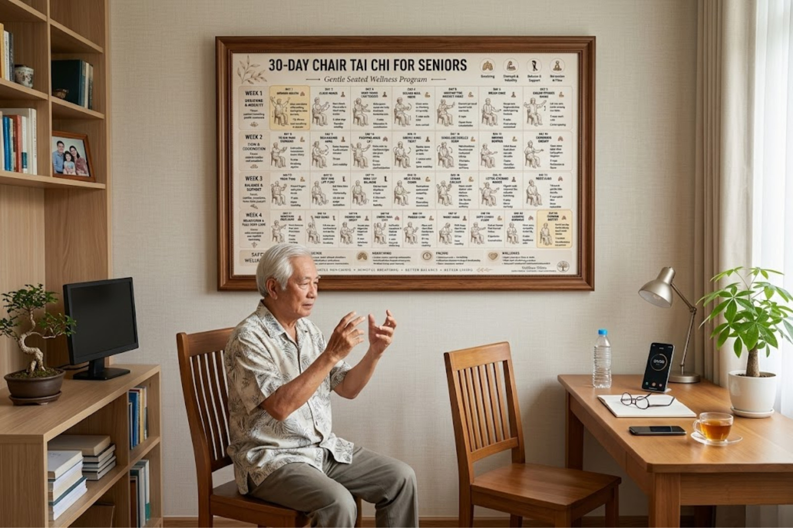 30 Day Senior Tai Chi Program Poster & Canvas, Gentle Wellness Exercise Guide gallery
