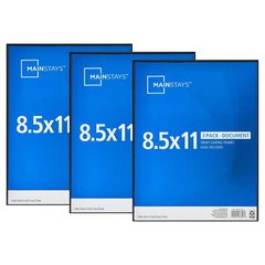 Mainstays 8.5×11 Front Loading Document Picture Frame, Black, Set of 3