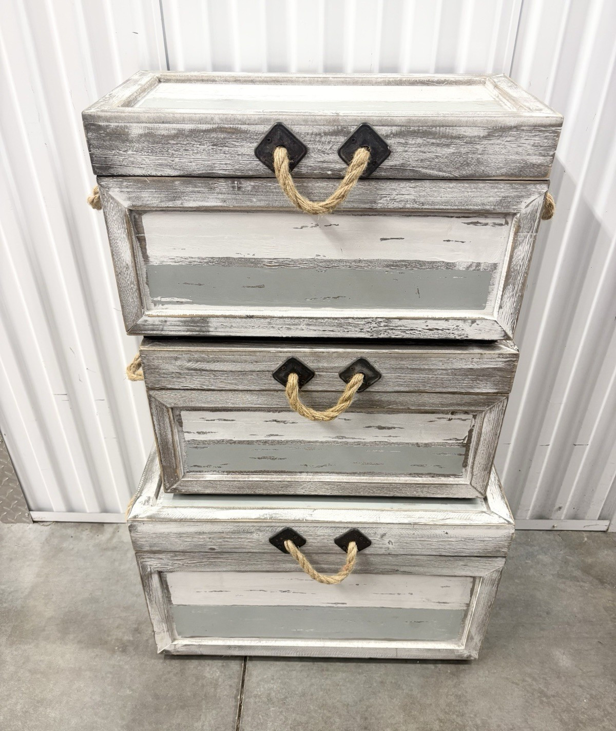 Crestview Collection Nantucket Weathered Wood Trunks set of 3 gallery