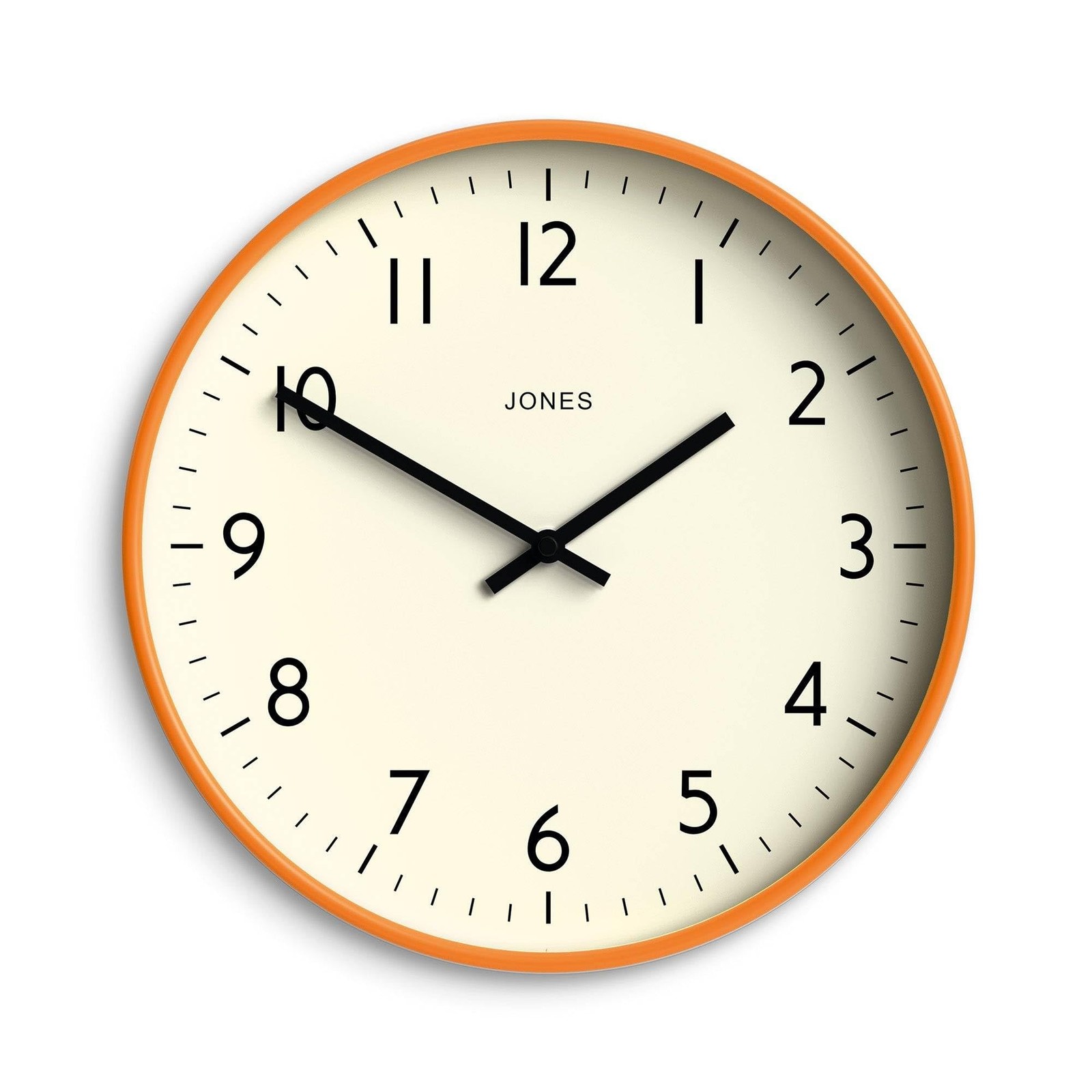 JONES CLOCKS® Studio wall Clock | Modern Round Style | 12 inch | Orange | E gallery