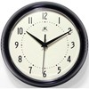 Infinity Instruments Wall Clock Retro 9.5" Round Black Glass Face Silent Quartz gallery
