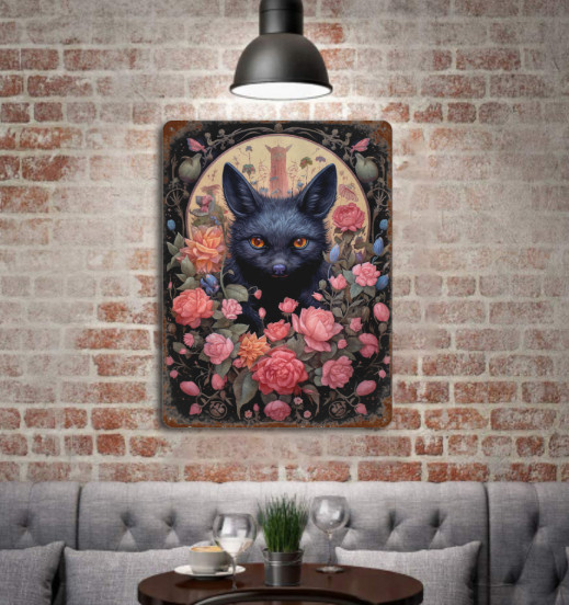 Rustic Gothic Botanical Animals BAT Metal Sign Halloween Wall Decor 8x12 gallery