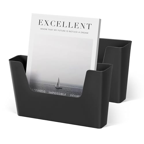 Adhesive File Holder Plastic Document Folder Door No Drilling 2 PCS Black gallery