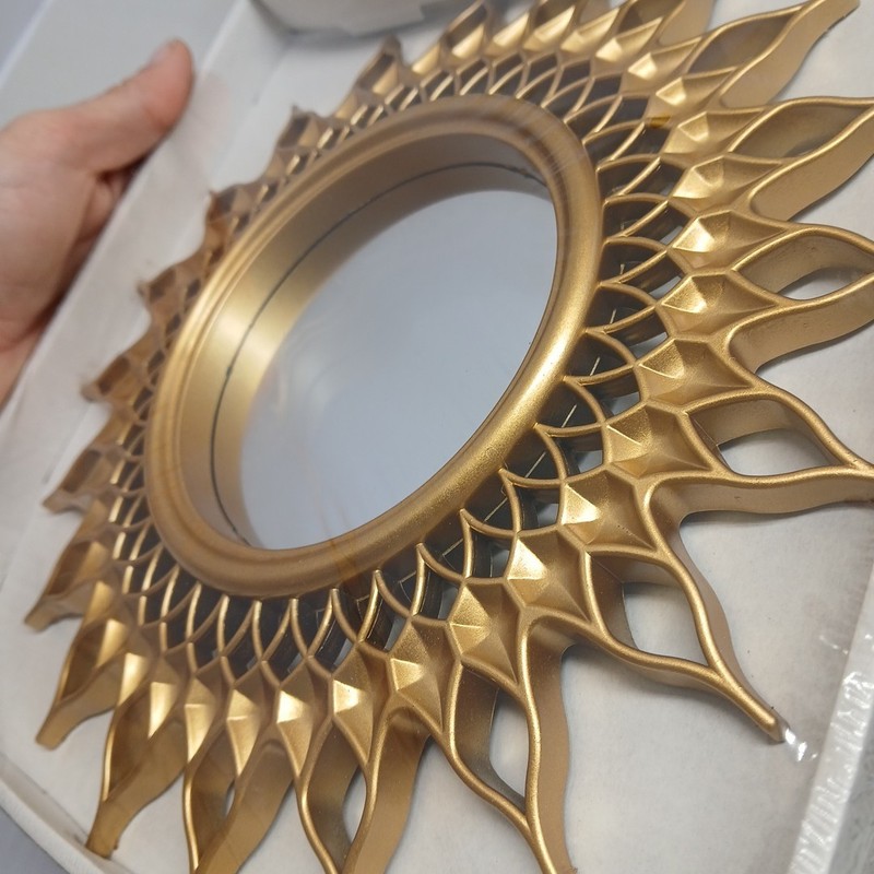 1pc Decorative Wall Mirror Set - Sunflower/sun Brushed Gold 9.5 Inch- Plastic gallery