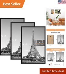 Versatile 11×17 Black Frames – Easy Slide-In Assembly, 3-Pack for Home Decor