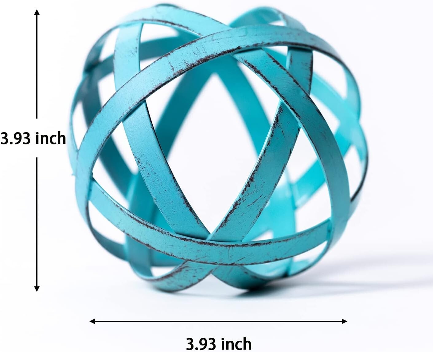 Distressed Metal Decor, Decorative Ball with Bands - Tabletop Accents for Living gallery