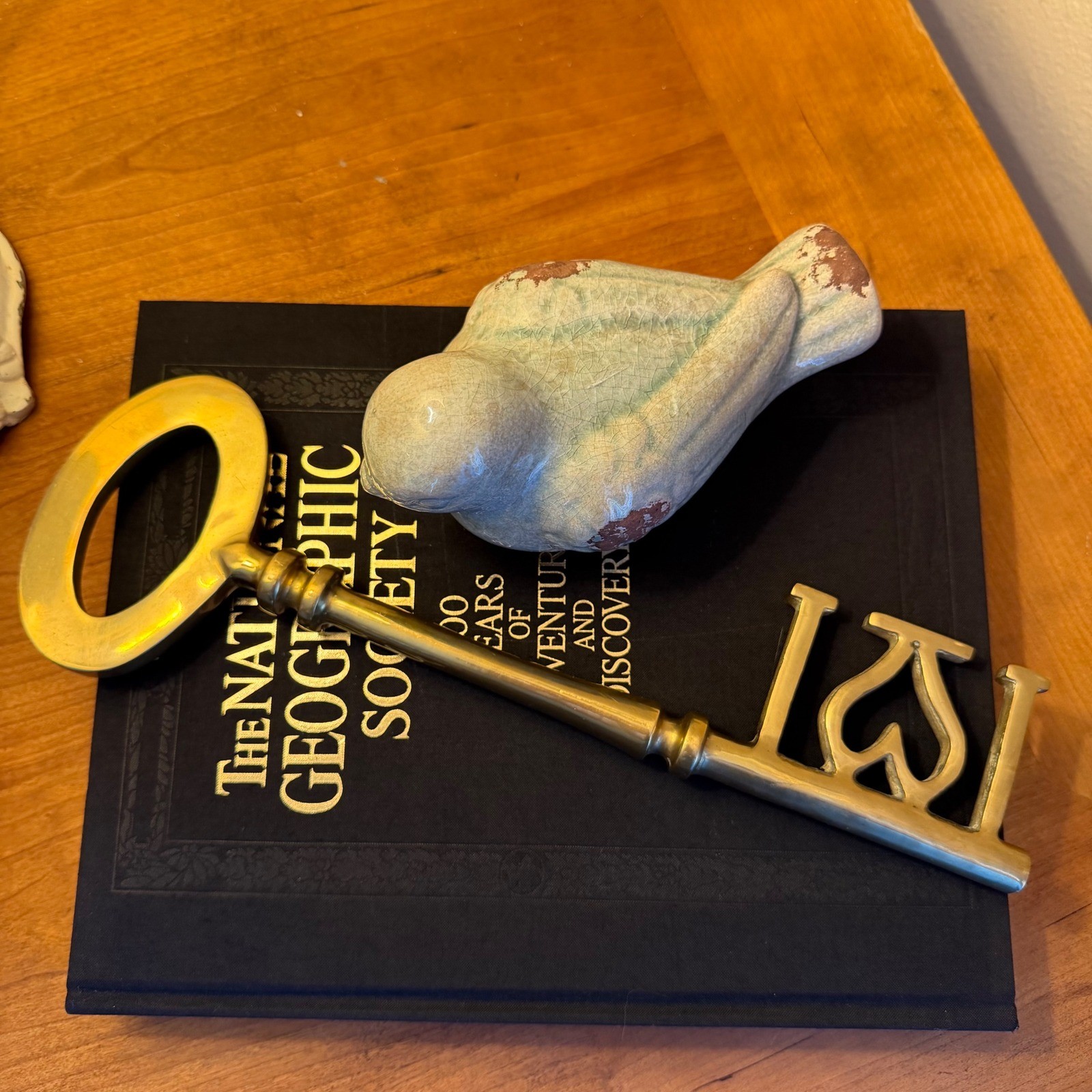Vtg Solid Brass Decorative Skeleton Key 13" Key Brass Home Decor Accent gallery