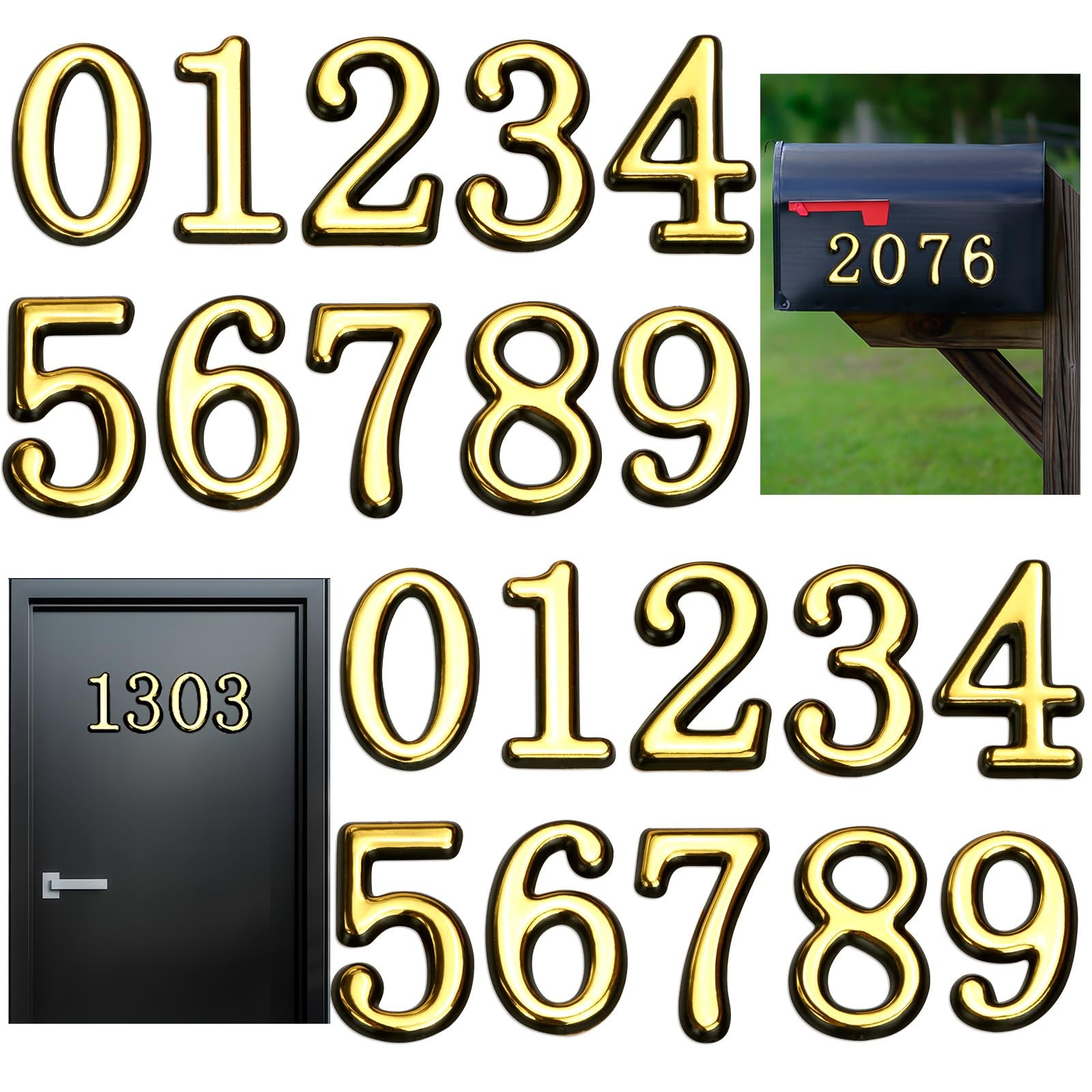 30 PCS Mailbox Numbers for Outside 3 Sets 0-9 Self Adhesive Gold House 2 In gallery