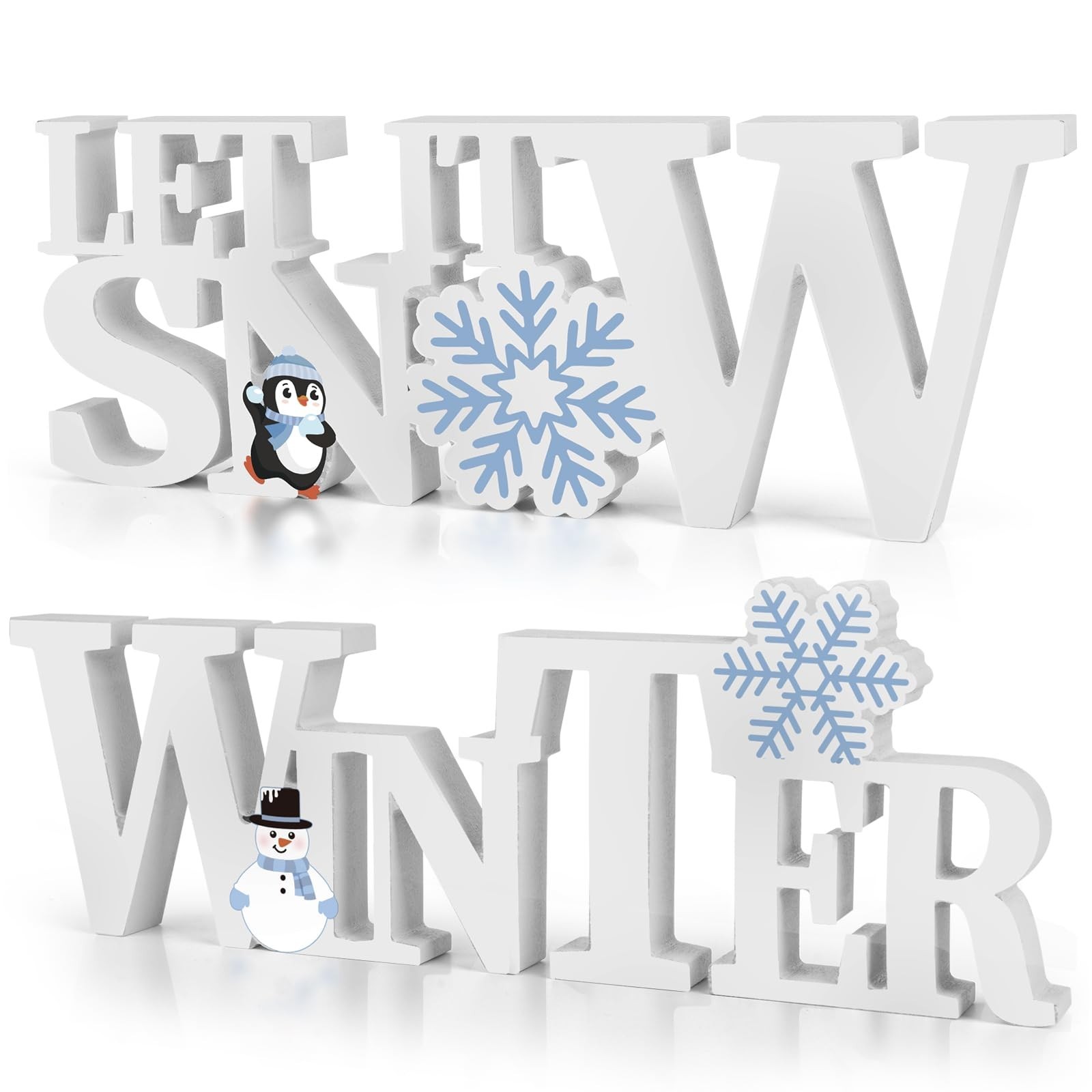 COCHIE Wooden Winter Let It Snow Sign, Snowflake Winter Decorations for Home,... gallery