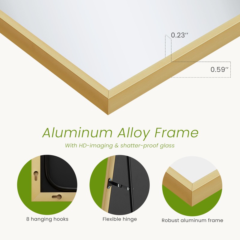 Full Length Mirror Sturdy Thin Frame with 3 Mount Types (Stand/Hang/Lean) gallery