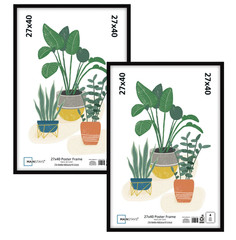 (2 Pack) Mainstays 27×40 Picture Frame , Black Flat Profile Wall Photo Frame.