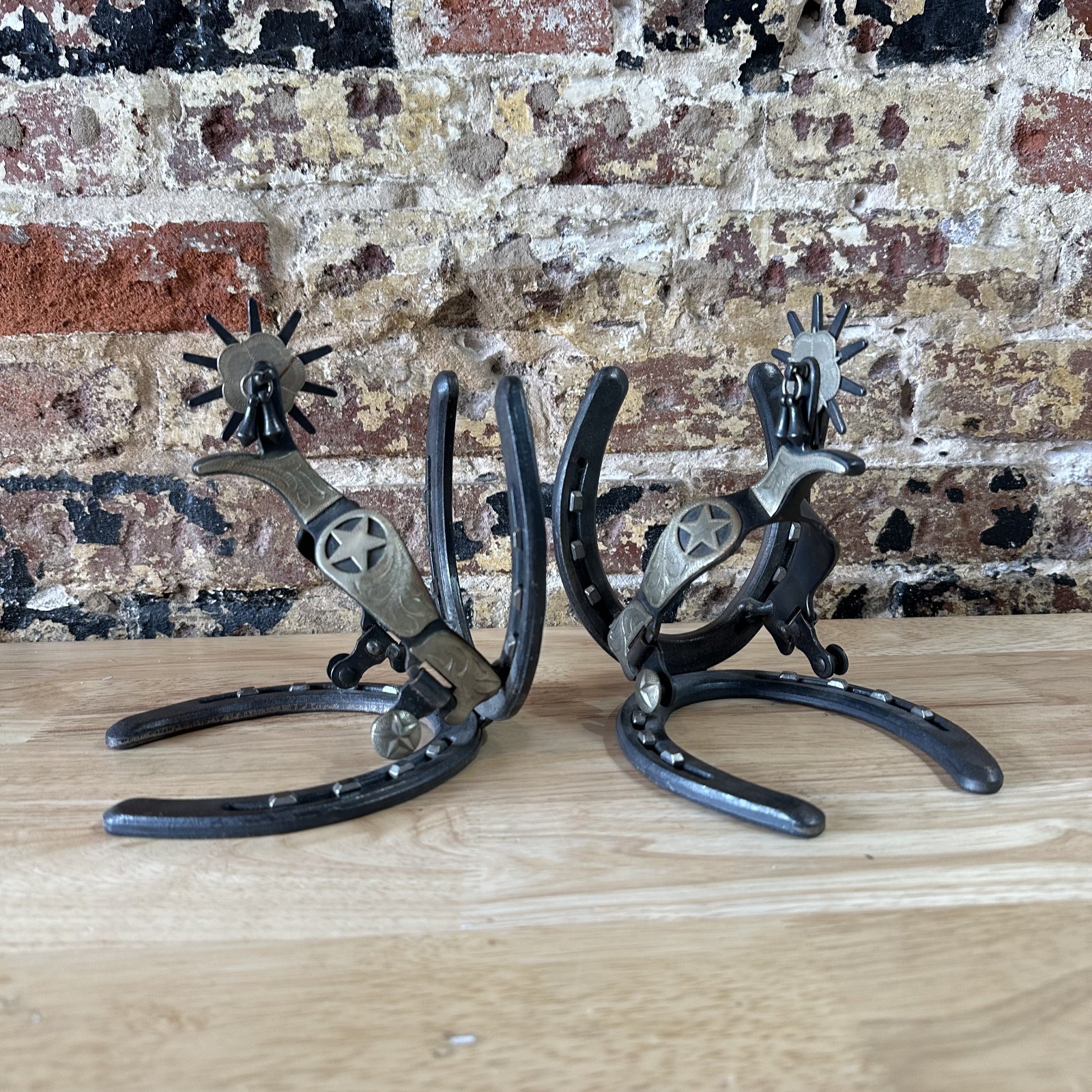 Western Horseshoe and Spur Bookends Rustic Metal St. Croix Forge Cowboy Decor gallery