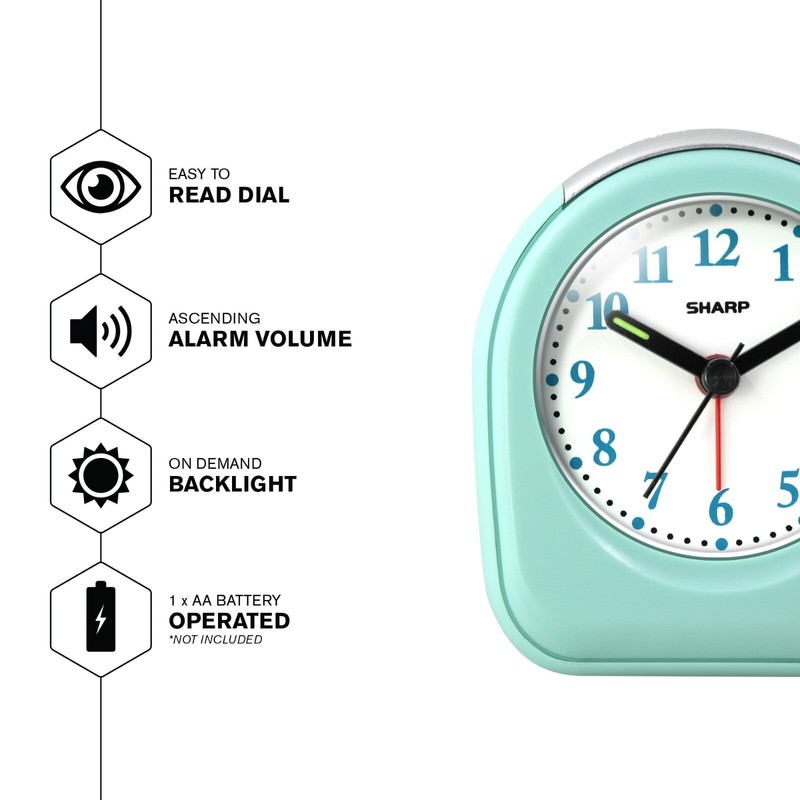 Sharp Ascending Alarm Clock Mint Quartz Analog Battery Operated NEW SEALED gallery