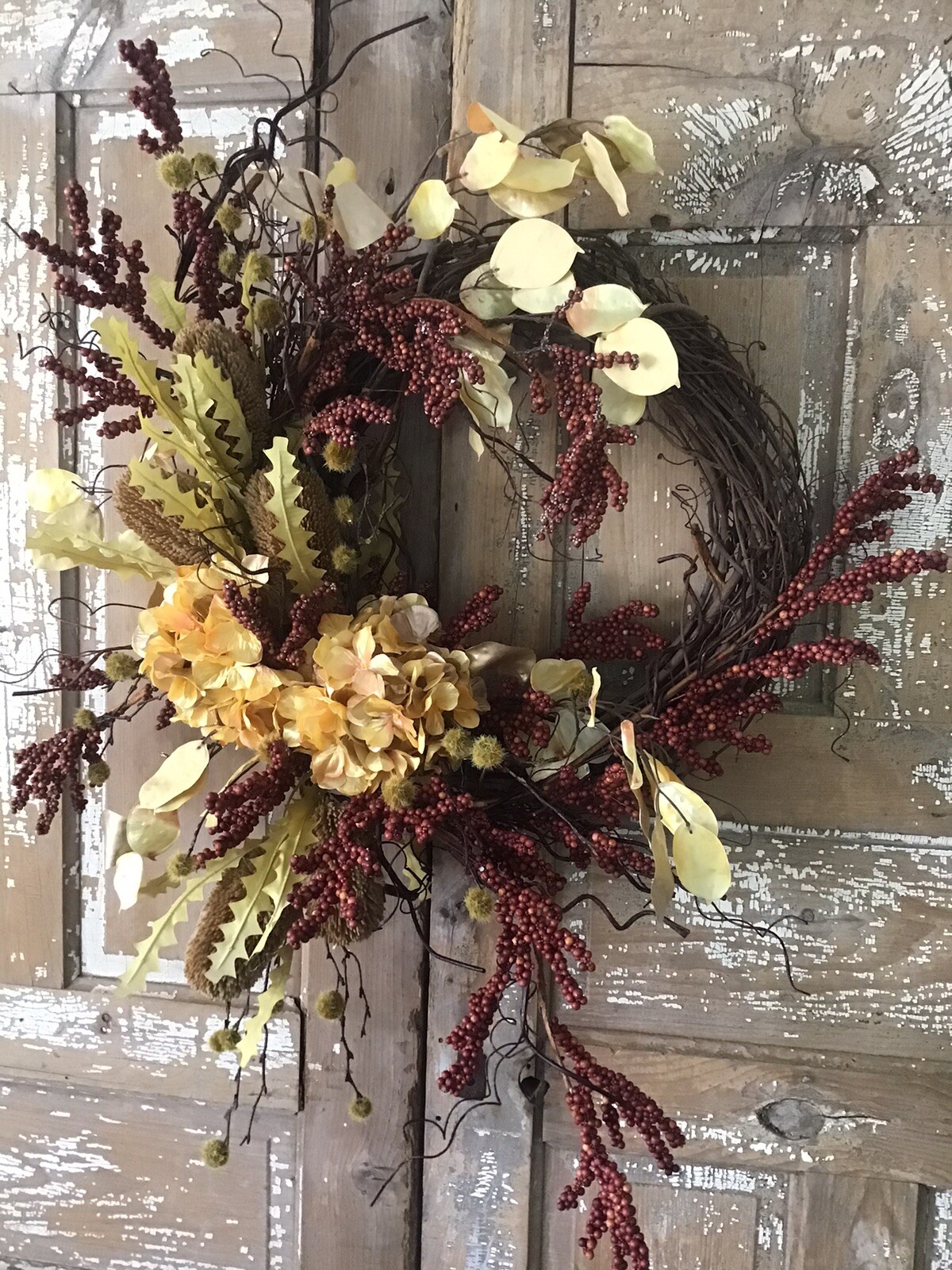 Handmade Designer Wreath Fall Neutral Winter 24” Door Wreath One Of A Kind gallery