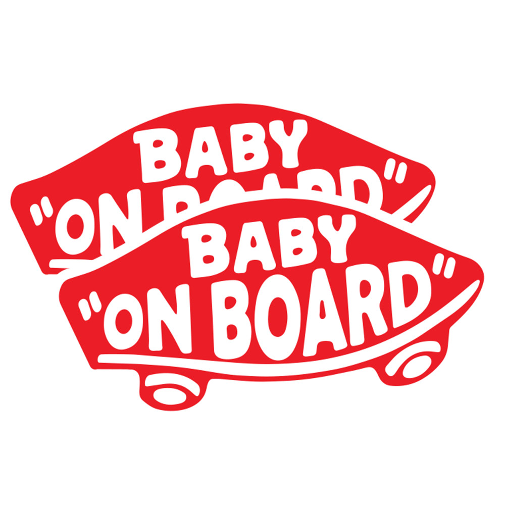 2-Pack Baby On Board Sticker Vinyl Red Skateboard Style Car Window Bumper Laptop gallery