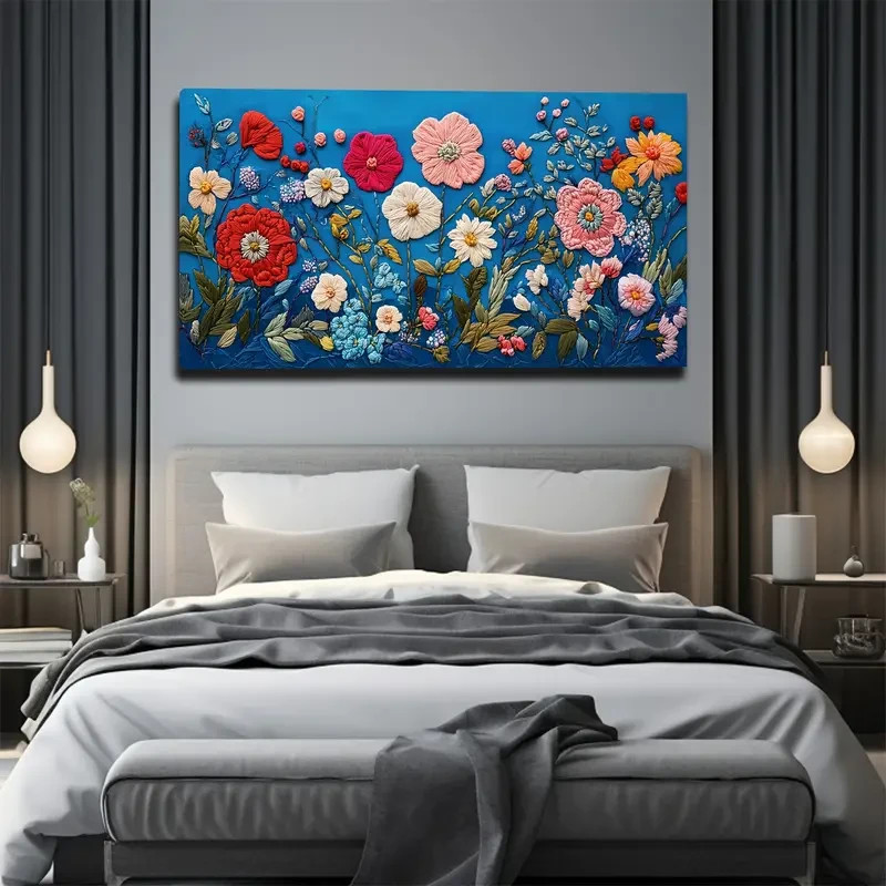 Multiple Colors to Shape Flowers Unframed Canvas Painting for Living gallery