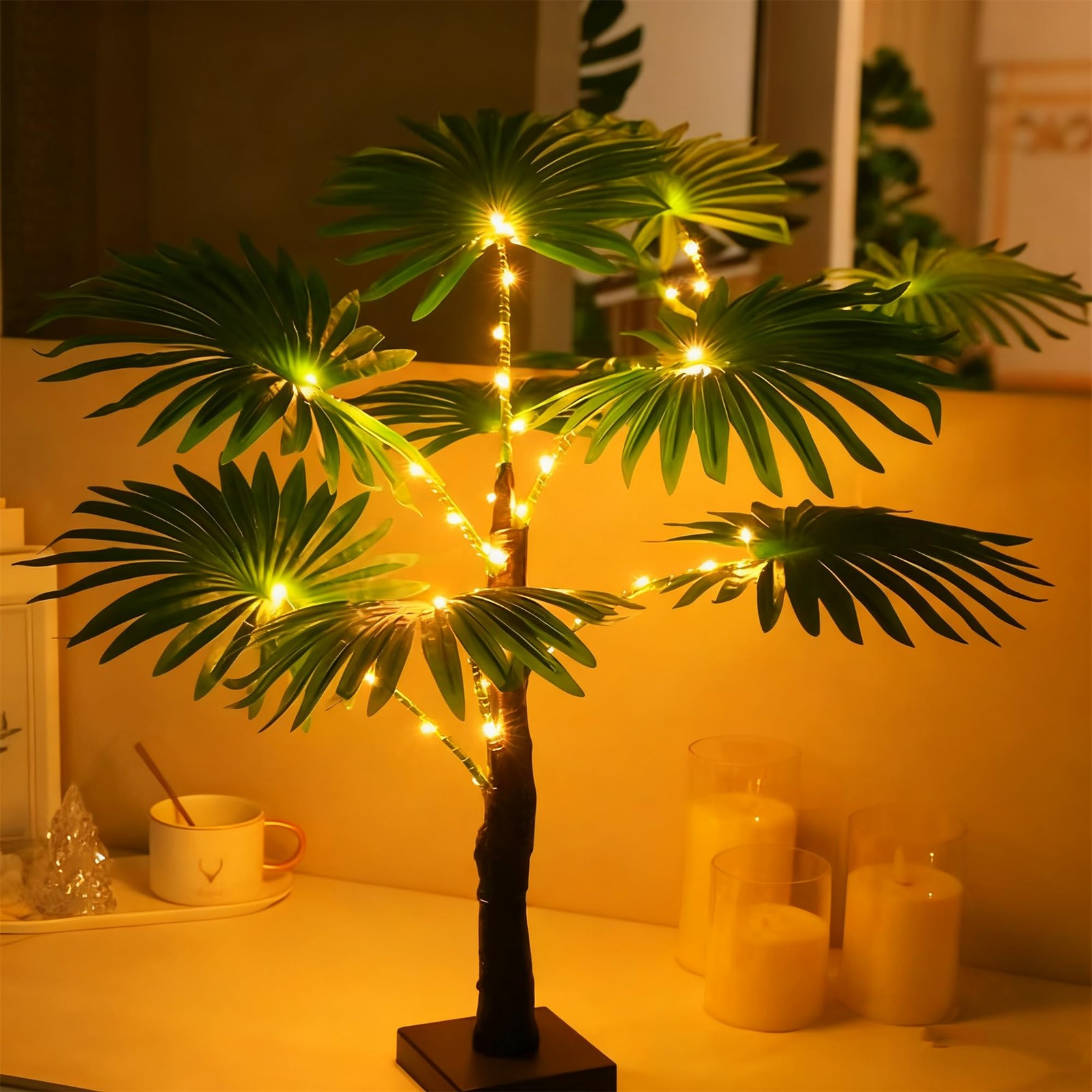 LED Artificial Palm Tree Lights Decorative Table Lamps 3xAA Battery or USB Po... gallery