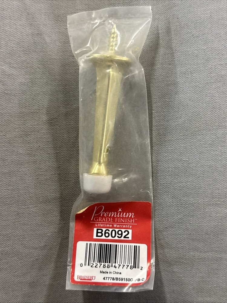 Brainerd Polished Brass Solid Doorstop Model #69092 Premium Grade Finish, NOS
