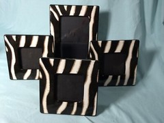 4 Zebra Print Picture Frames Statement Pieces Decorative Desk Decor 6″x6″ 7″x9″