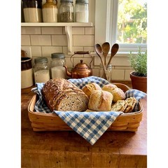 LONGABERGER Signed / 2000 Bread Basket Cracker Basket Handwoven Maple Wood USA