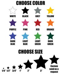 Star stickers! Permanent outdoor glossy vinyl decals – Pick your size and color!