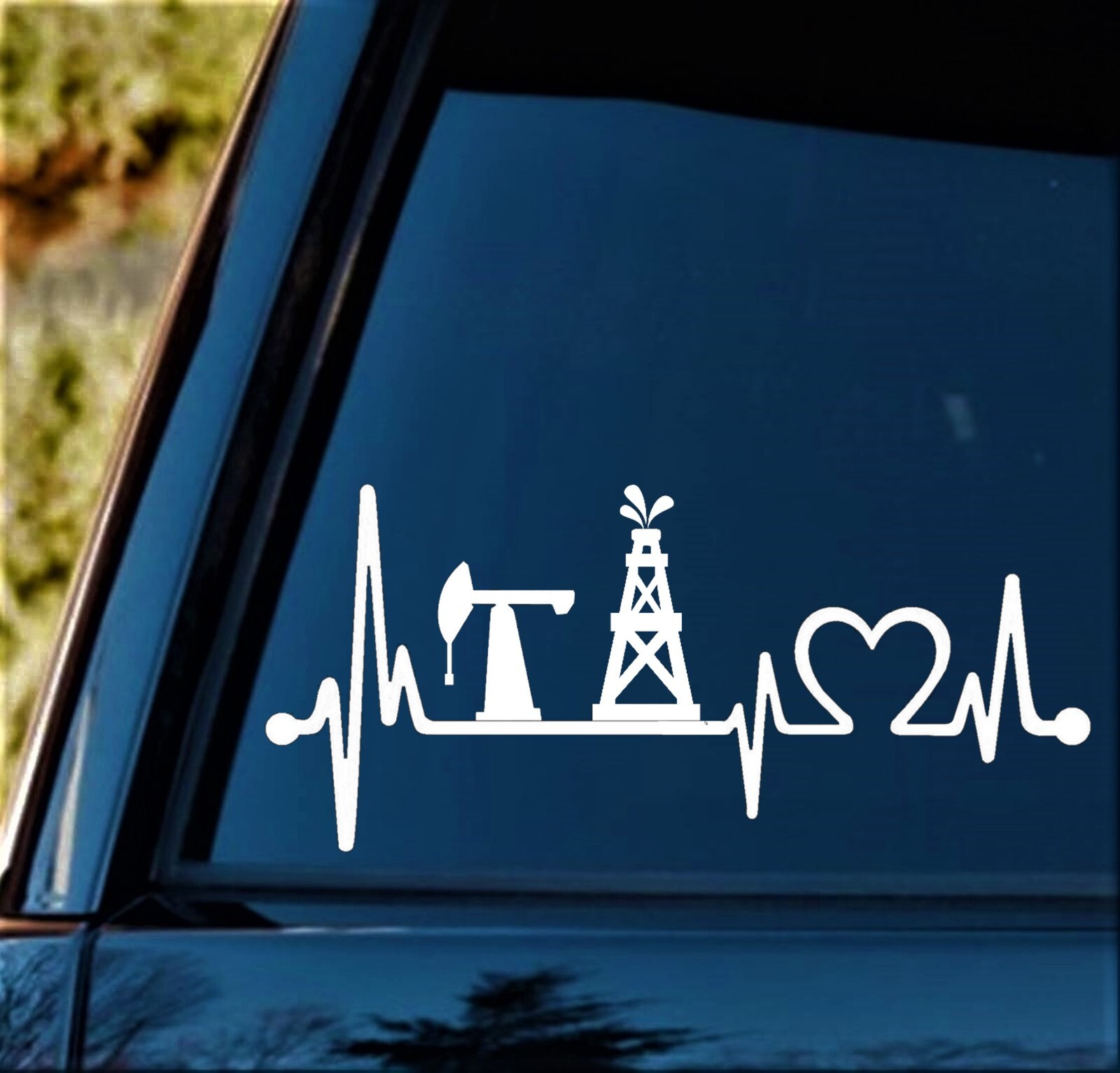 Oilfield Pumpjack Oil Rig Decal Sticker | Pumpjack Heartbeat Decal Sticker BG889 gallery