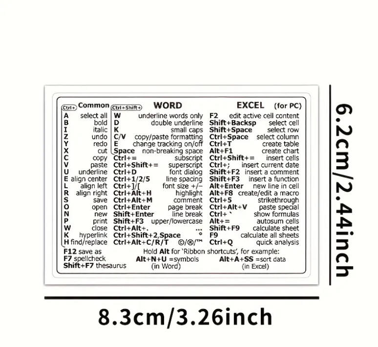 Reference Keyboard Shortcut Word Excel Shortcut Sticker Laptop computer gallery