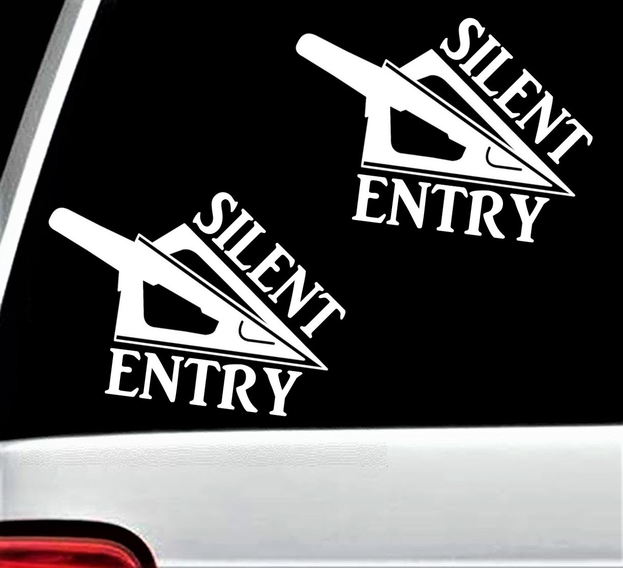 2-Count Silent Entry Decal Sticker Car Window BG192 Compound Bow Arrow Broadhead gallery