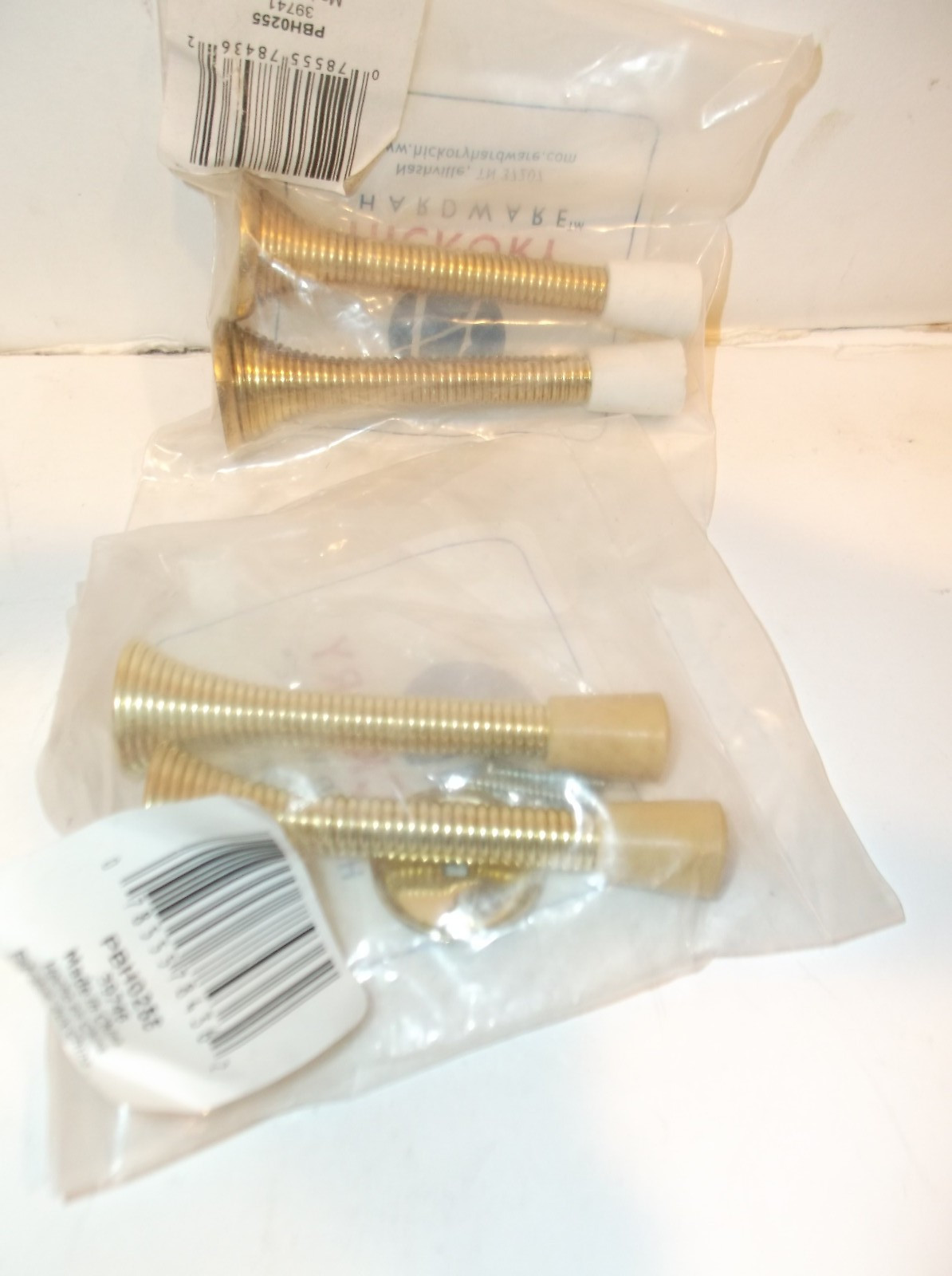 Hickory Spring Door Stops assorted w/mounting screws white beige - Lot of 8 gallery