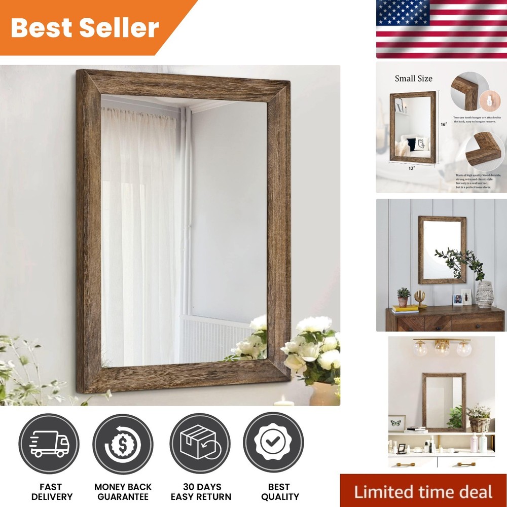 Lightweight Rustic Decorative Wall Mirror - 16"L x 12"W for Any Room