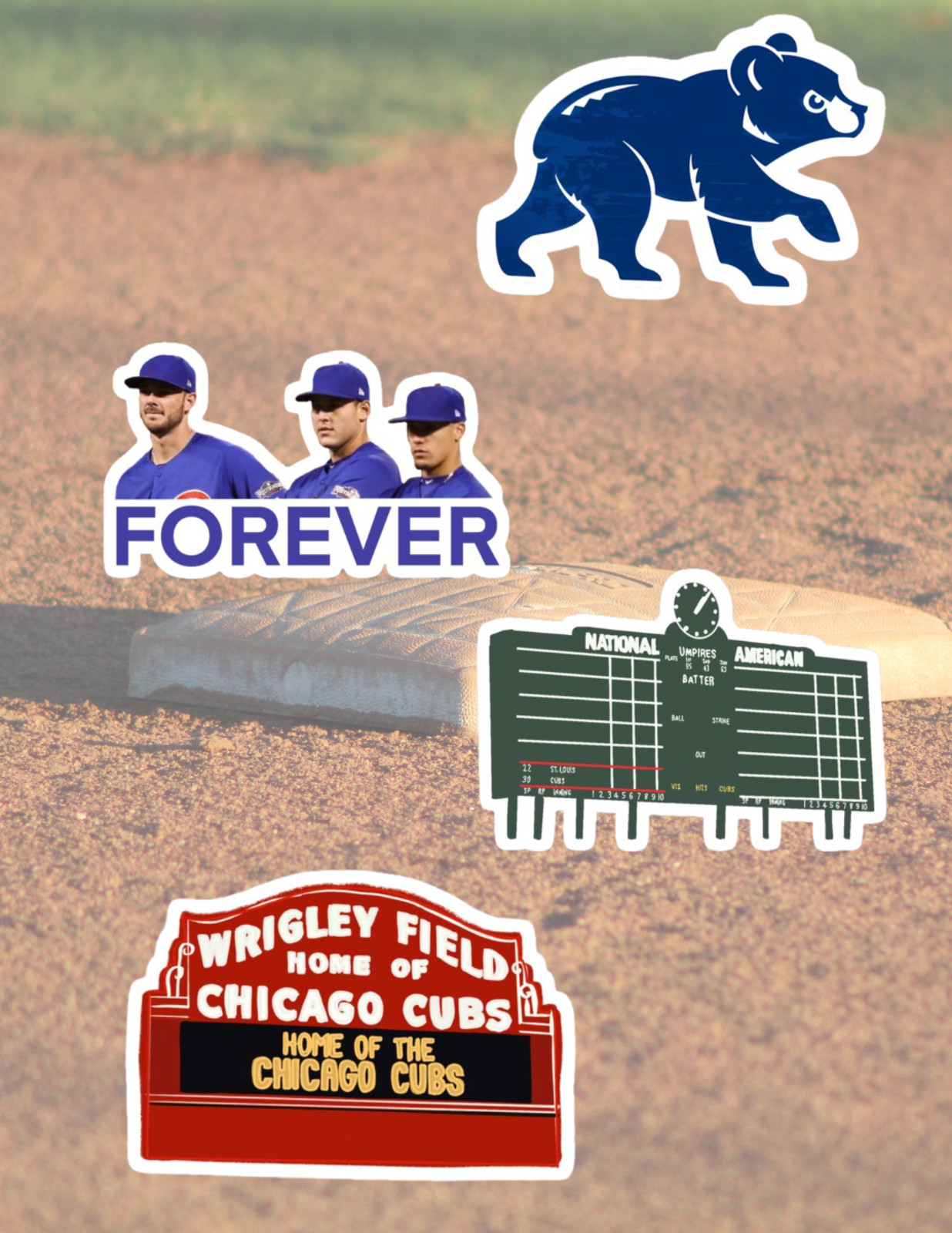 Cubs baseball 4pk Sticker Pack gallery