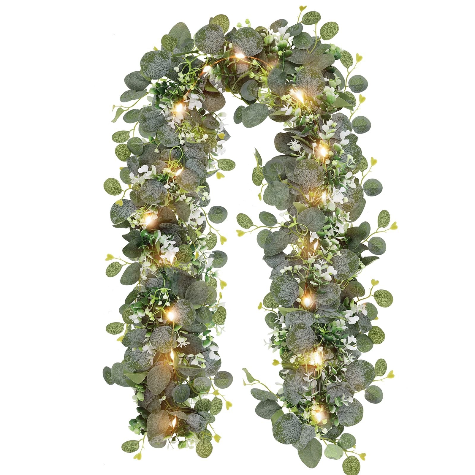 1 Pack Artificial Eucalyptus Garland with Lights, 6FT Artificial Greenery Sum... gallery