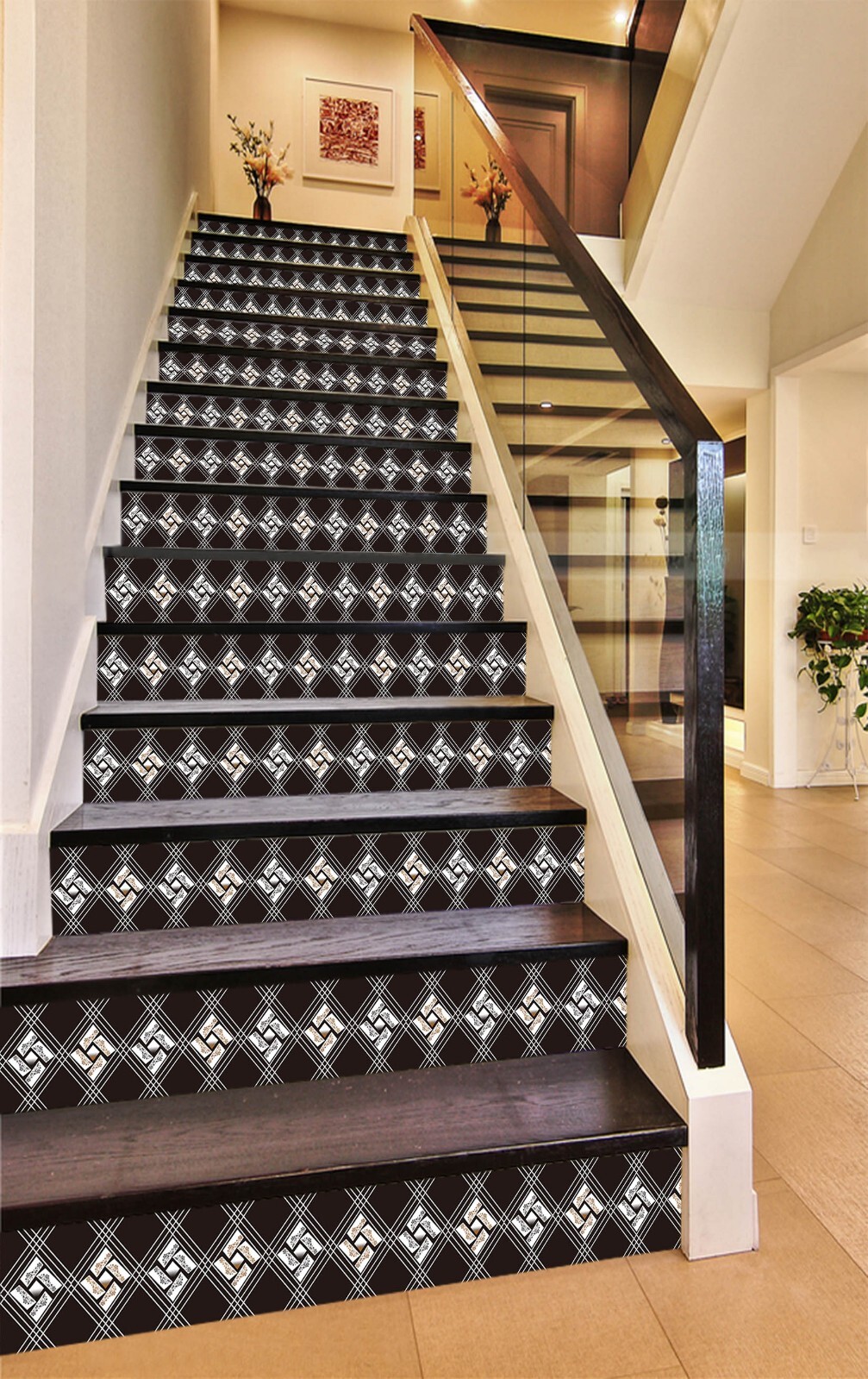 3D Black Pattern AZ559 Stair Risers Decoration Mural Vinyl Wallpaper Kay gallery