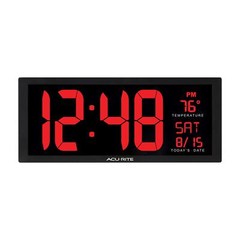 AcuRite Large Digital LED Oversized Wall Clock with Date and Temperature, Perfec