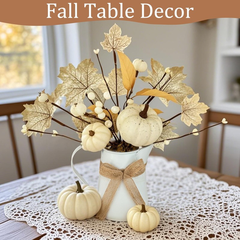 [Light & Timer] Fall Decor Table Centerpiece Potted White Maple Arrangement i... gallery