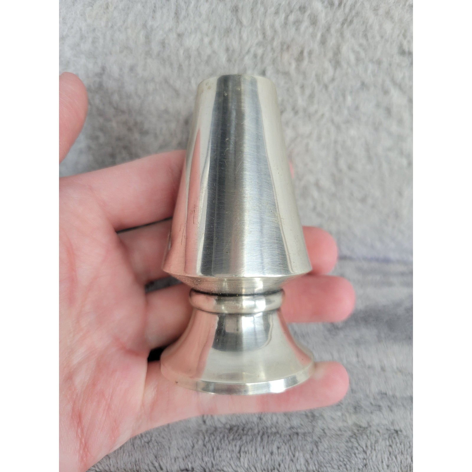 Restoration Hardware Silver Tone Metal Tapered Bud Vase Made in India 3" gallery