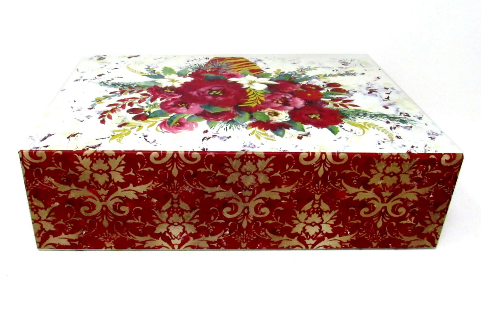 Punch Studio Rectangle Flip Top Nesting Box Christmas Winter Roses 43104 Small gallery