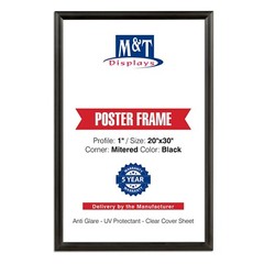 Snap Poster Frame 1″ Aluminum Front Loading Wall Mounting 20×30 Inch Black