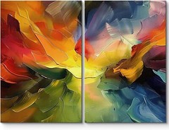 Rainbow Abstract Wall Art Multicolor Minimalist Canvas Prints