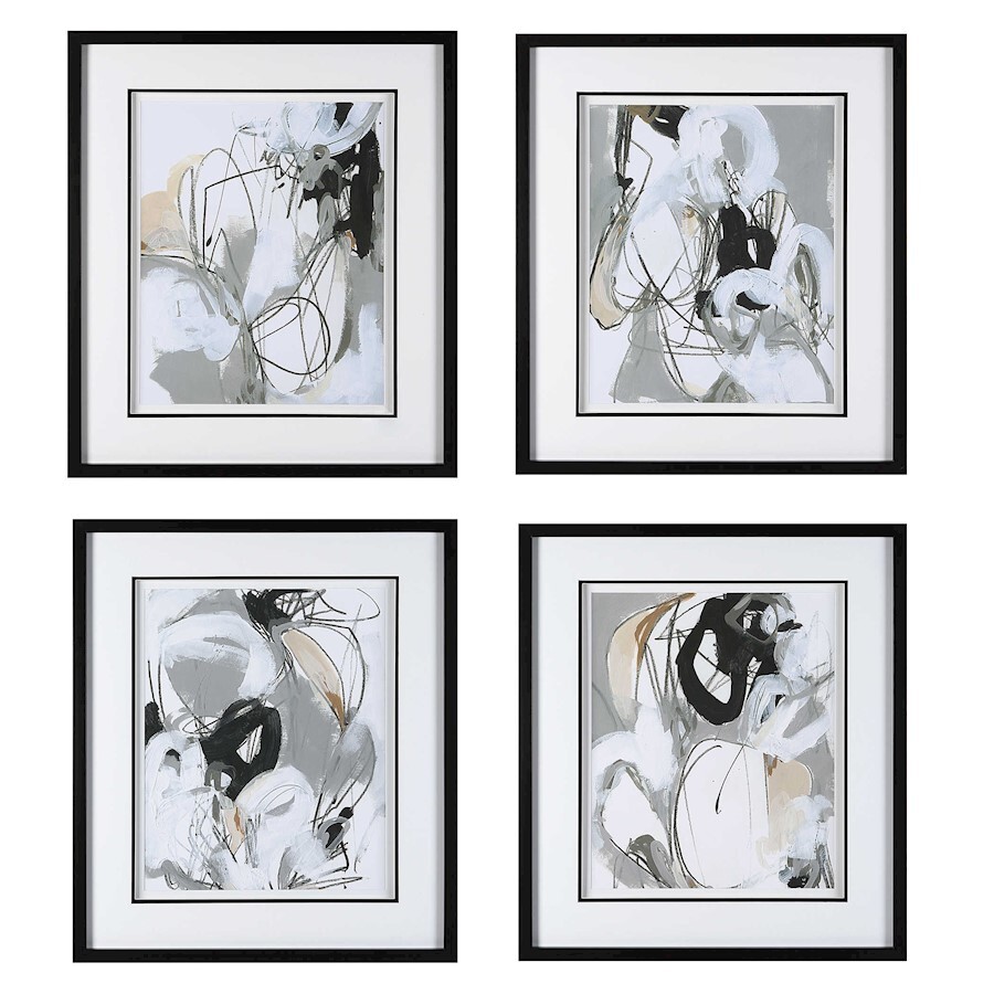 Uttermost Tangled Threads Abstract Framed Prints, Set of 4, Black - 41419 gallery