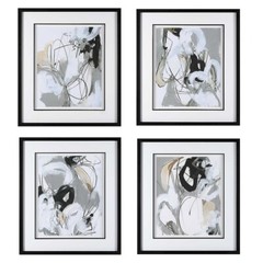 Uttermost Tangled Threads Abstract Framed Prints, Set of 4, Black – 41419